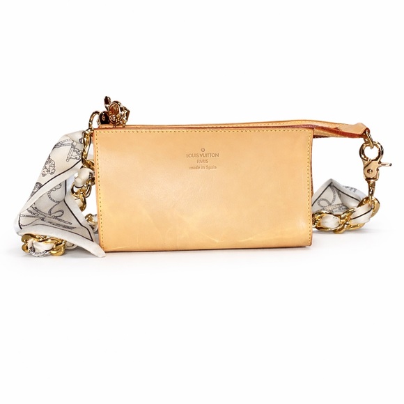 Louis Vuitton Calfskin Leather Pochette Chain Wristlet